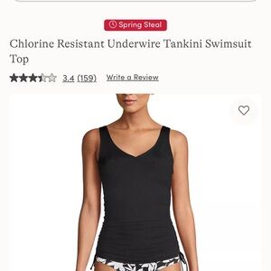 Lands' End Black Underwire Tankini Top